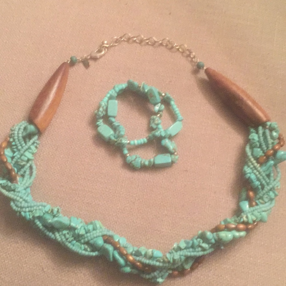This is a very unique turquoise necklace .